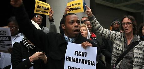 Protest at Uganda House, New York